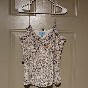 Cece Floral Print Spaghetti Strap Woman Top Size L